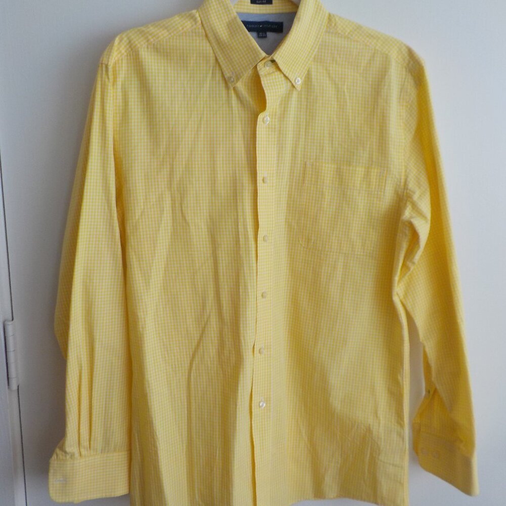 Tommy Hilfiger Yellow Check Long Sleeve Button Down - Slim 15 1/2 32-33 - (411)